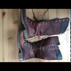 Brown womens timberland lace up boots